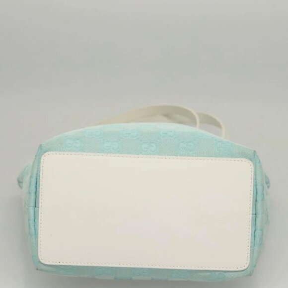 GUCCI GG Canvas Tote Bag Light Blue Gold 002 1099 Auth BA1517 - Picture 16 of 16